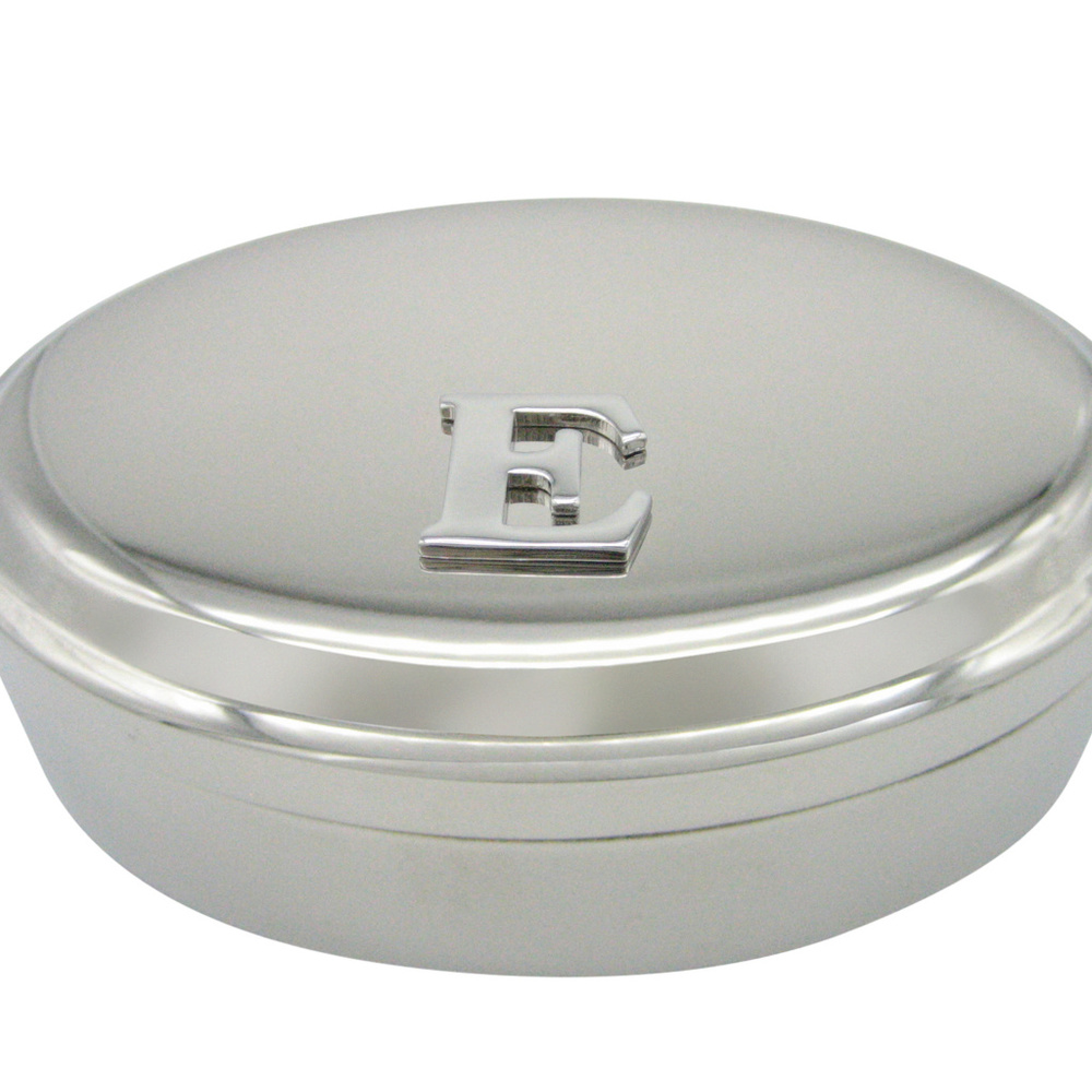 Letter E Monogram Oval Trinket Jewelry Box